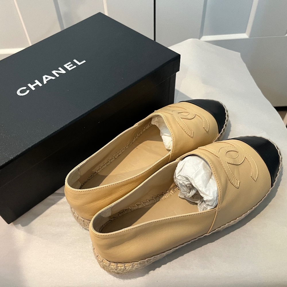 Chanel Two Tone Leather Espadrilles